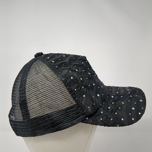 Something Special LA Snapback Trucker Hat Black OS Adjustable Sequin Mesh Back - Picture 4 of 8